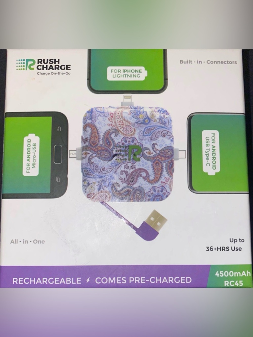 NEW Rush Charge RC45 4500mah 3-in-1 Portable Charger for Smartphone